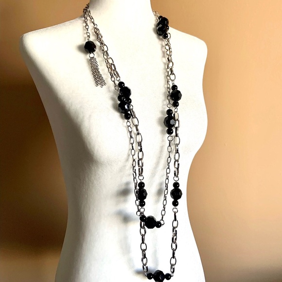 Double strand chain necklace with backdrop - Picture 5 of 7